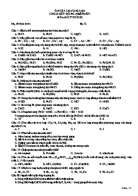 Đề ôn tập Chương 7, 8, 8 môn Hóa học 12